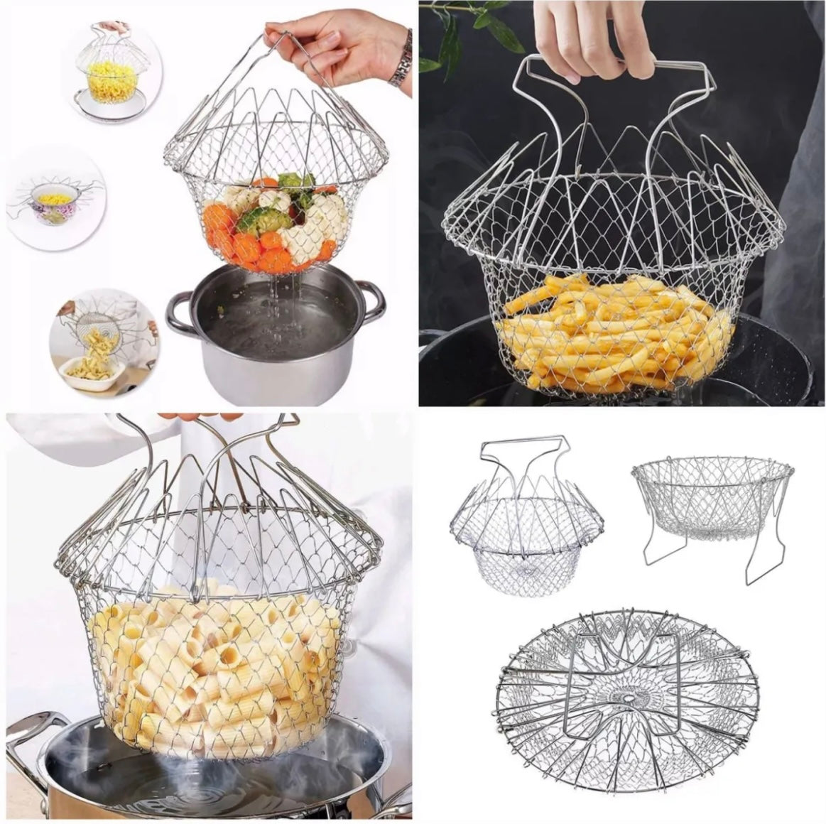 Chef Basket Deluxe Kitchen Colander Cooking Expandable