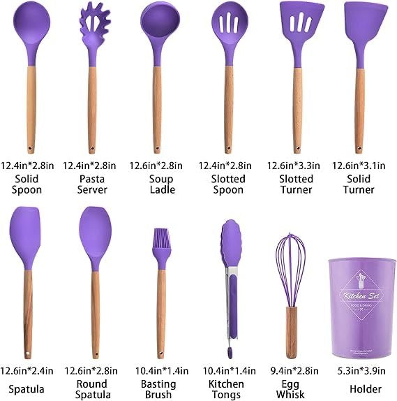 12 Pcs Silicone Cooking Utensils Kitchen Utensil Set